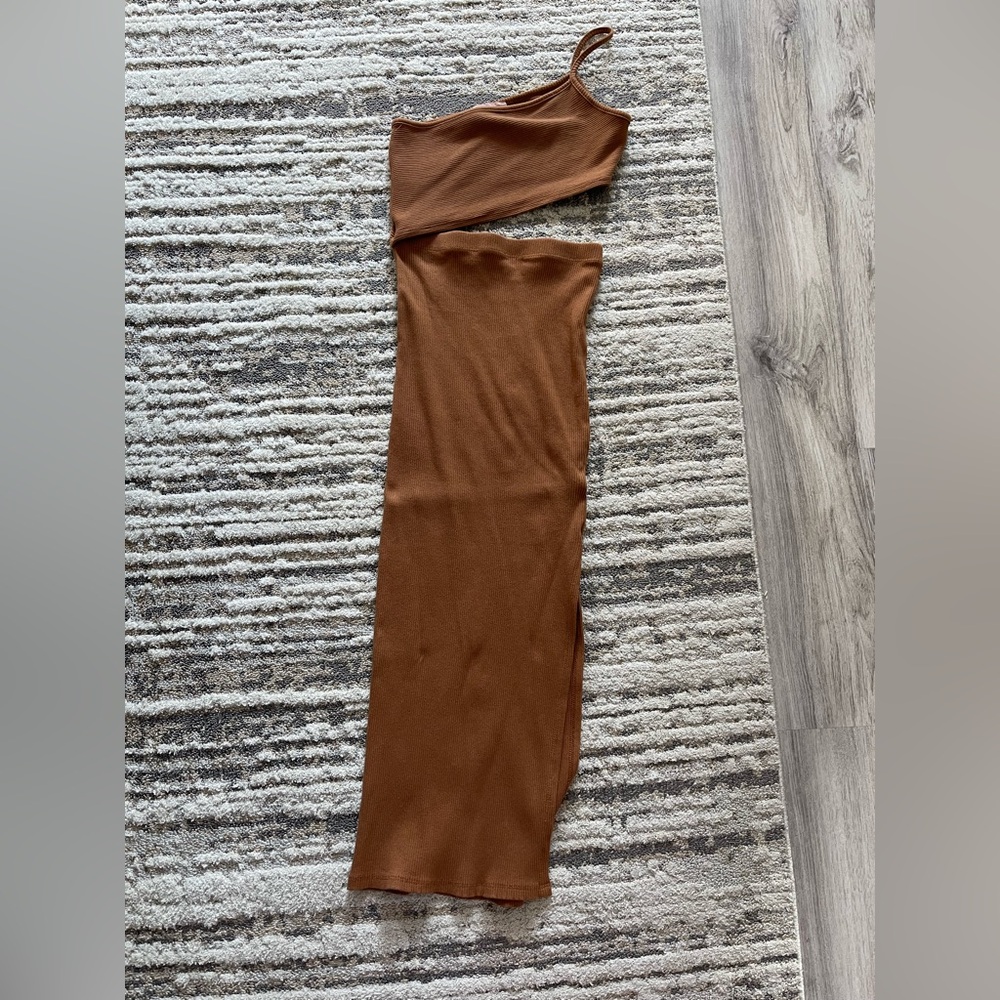 Brown cut out dress